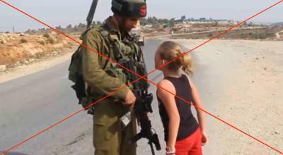 Girl confronting soldier