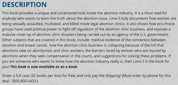 Figure 4: The product description for Life Dynamic’s Lime 5. The description shows the book’s contents as well as its attempt to distribute the pamphlets widely by offering them in bulk and for free. Credit: TaSC.
