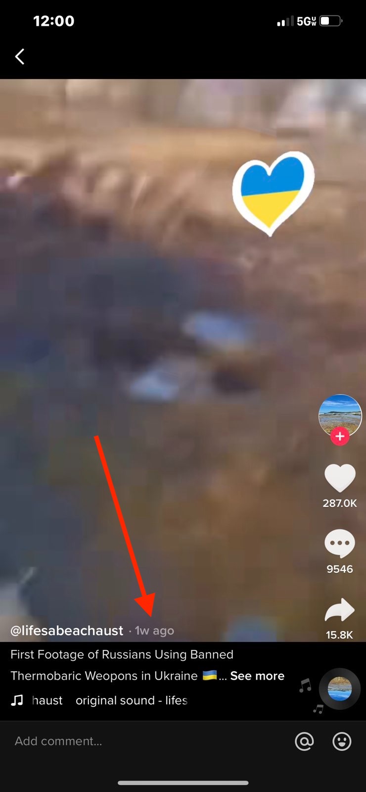 TikTok video with timing information