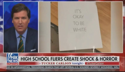 Screenshot of Tucker Carlson covering "It's Okay To Be White."