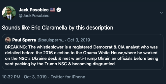 Tweet by Jack Posobiec: "Sounds like Eric Ciaramella by this description."