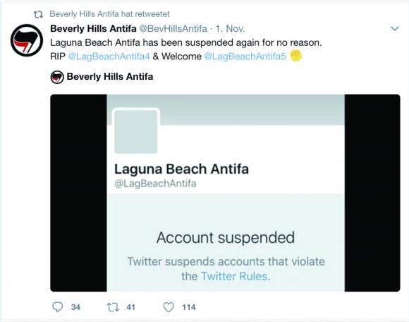 Screenshots of fake antifa account. Credit: Erin Gallagher.