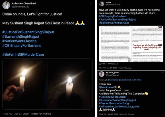 Figure 2: An example of “Justice for Sushant” campaign planning on Twitter. Credit: Screenshot by TaSC.